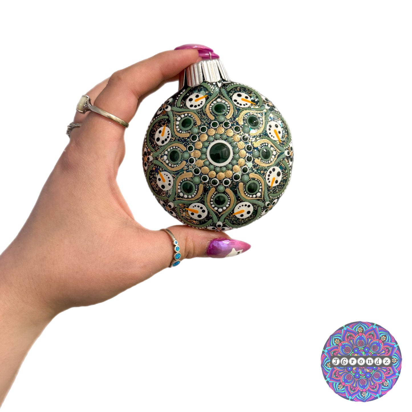 3” Snowman Mandala Glitter Ornament
