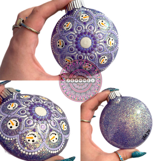 3” Snowman Mandala Glitter Ornament