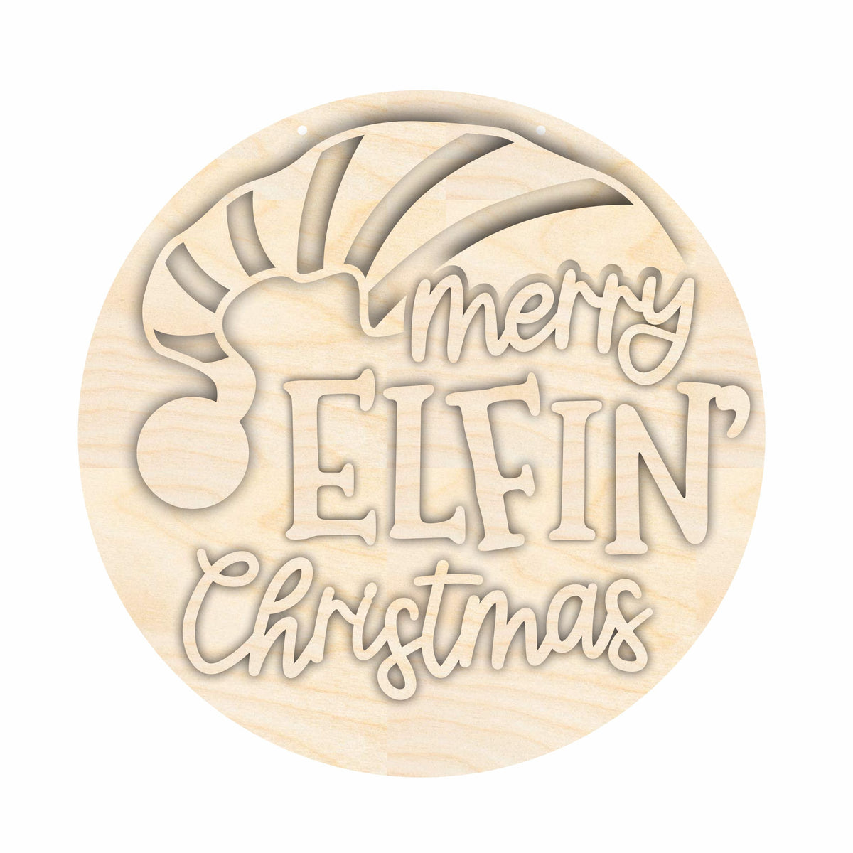 Unfinished Wood Merry Elfin Christmas Door Sign Kit | Wood Craft Cutouts | 1/4" Thick |