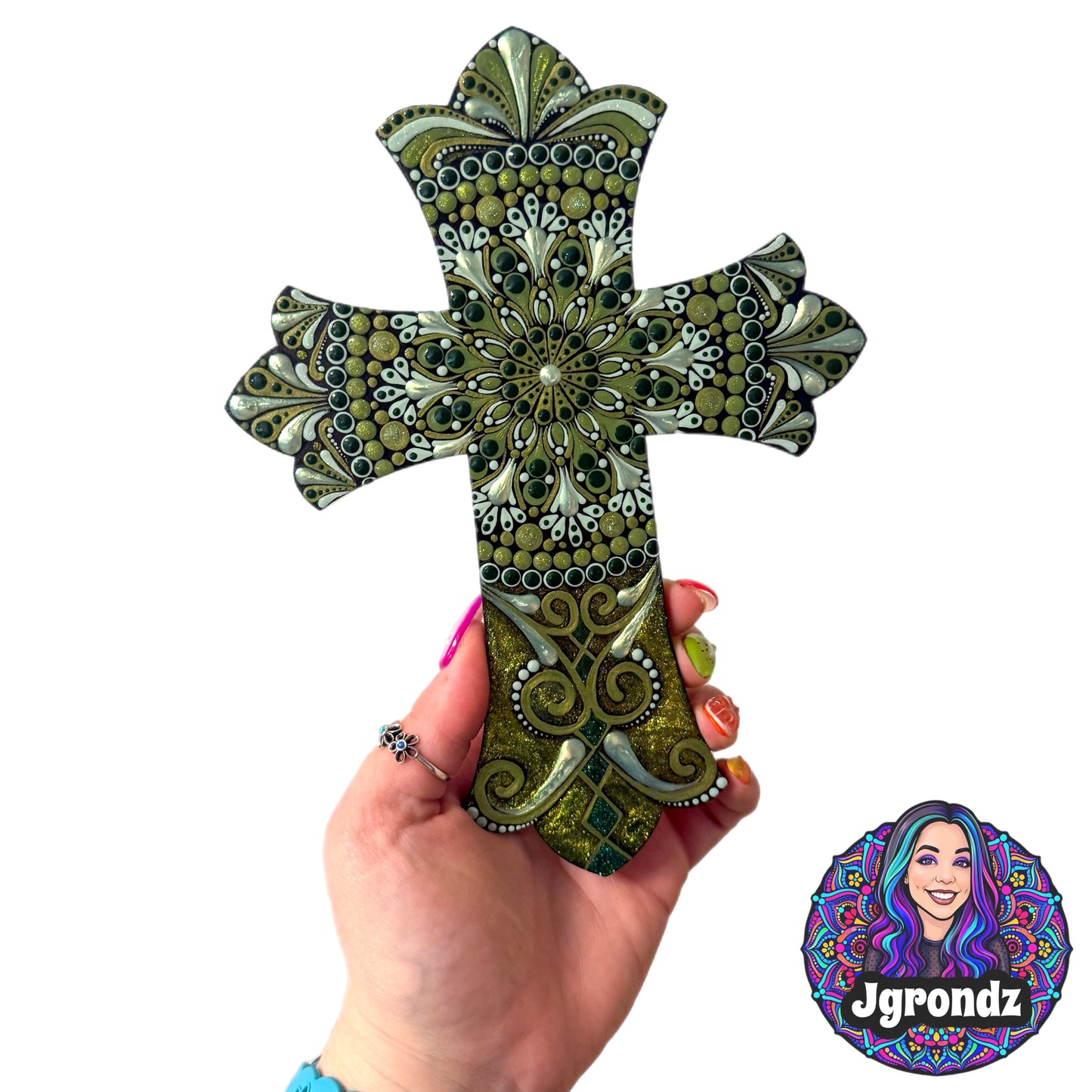 Painted Mandala Dot Art Wooden Cross Wall Decor