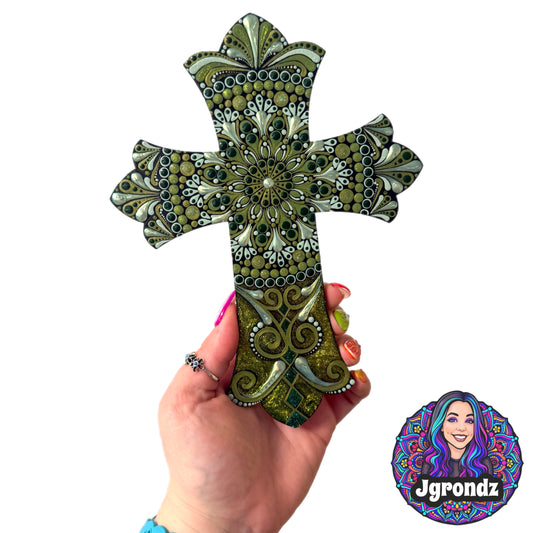 Painted Mandala Dot Art Wooden Cross Wall Decor