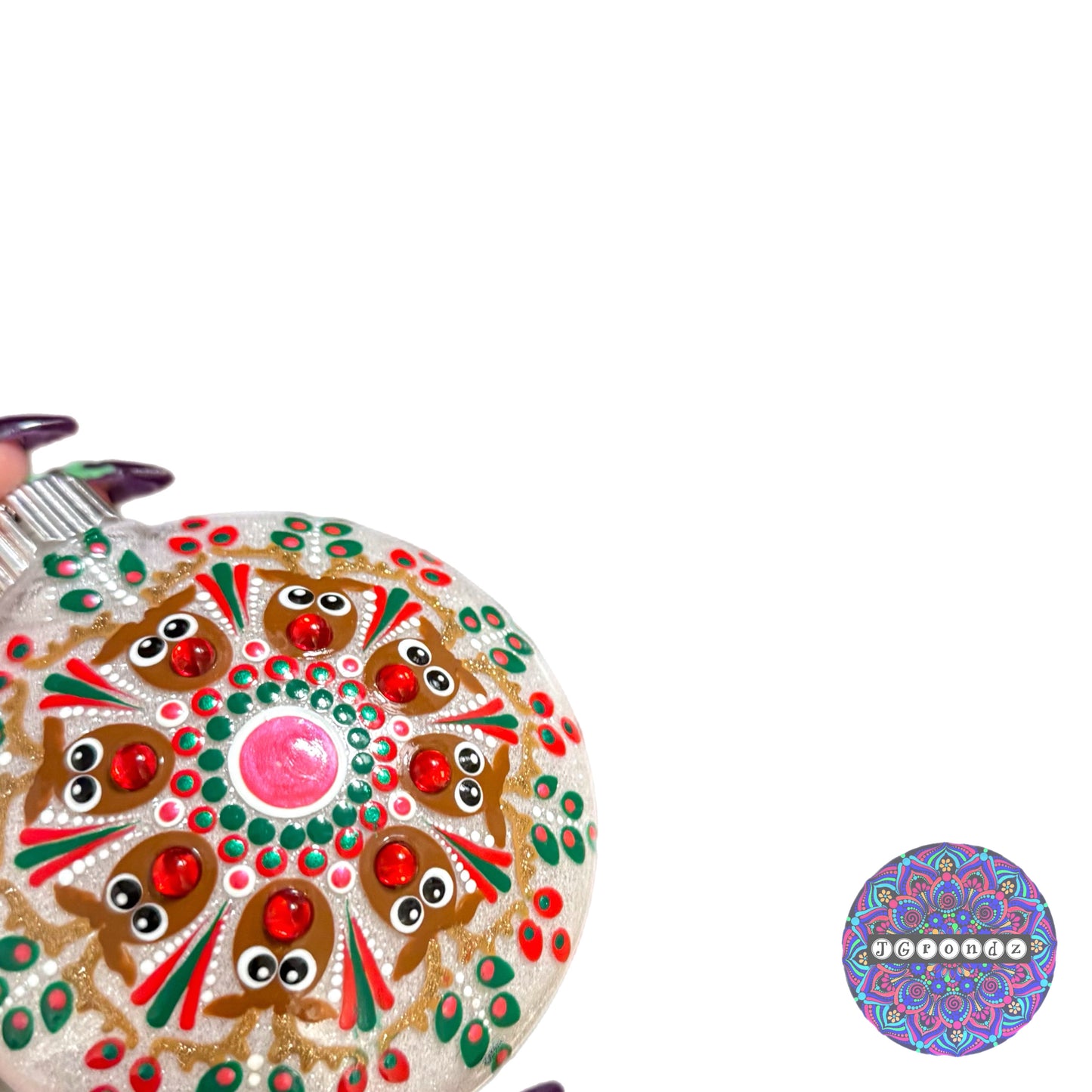 3” Rudolph Mandala Glitter Ornament