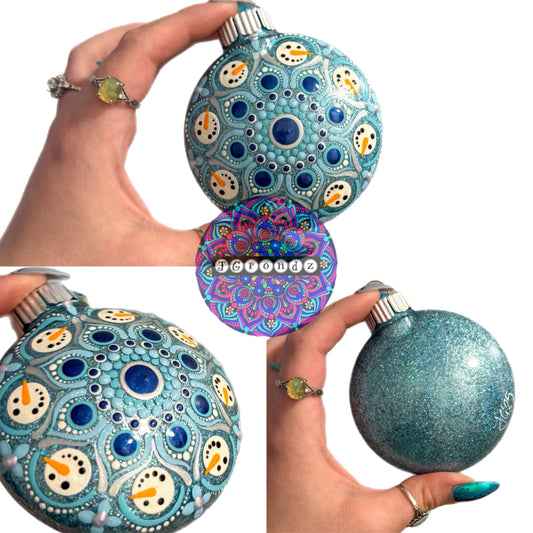 3” Snowman Mandala Glitter Ornament