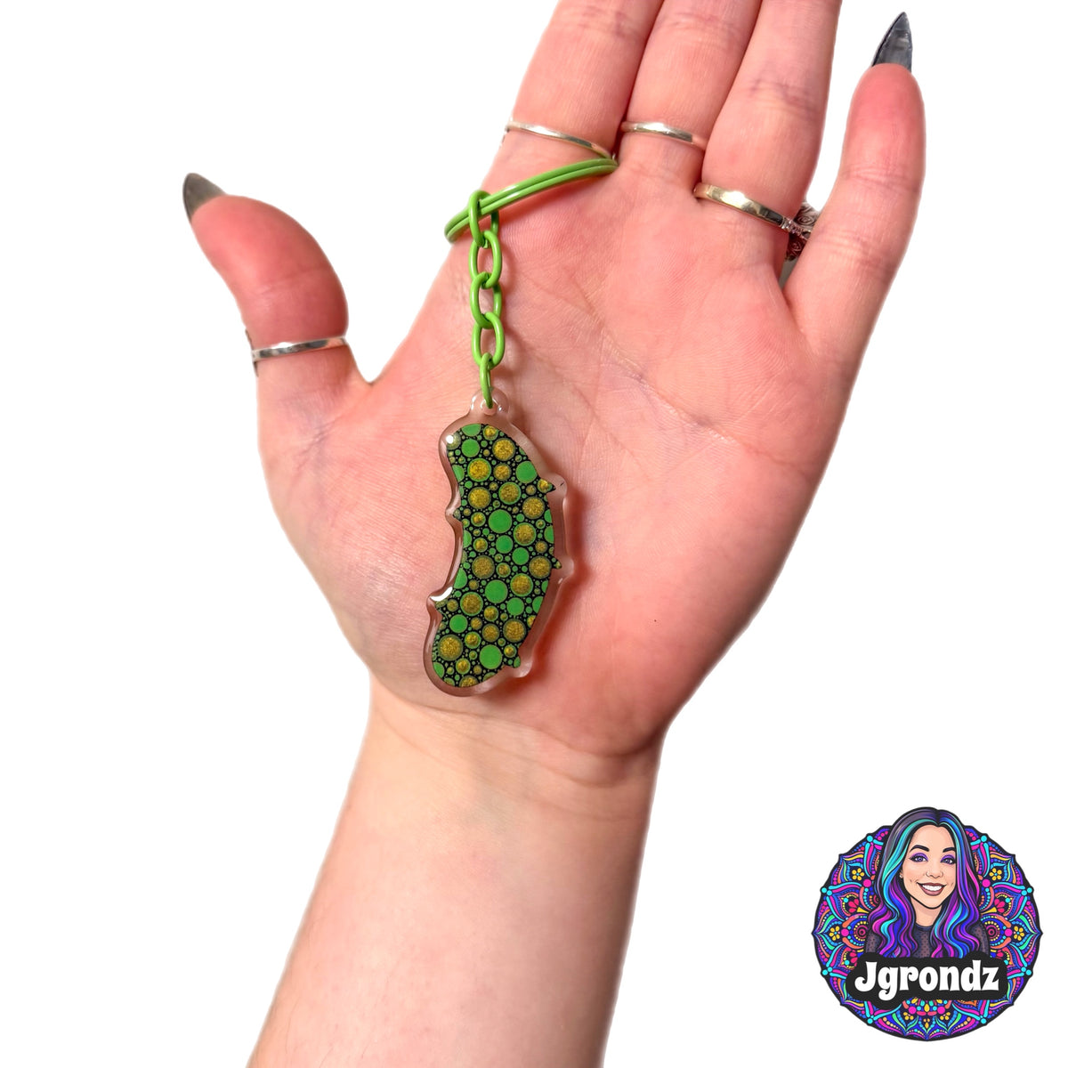 Double Sided Pickle acrylic/epoxy printed keychain