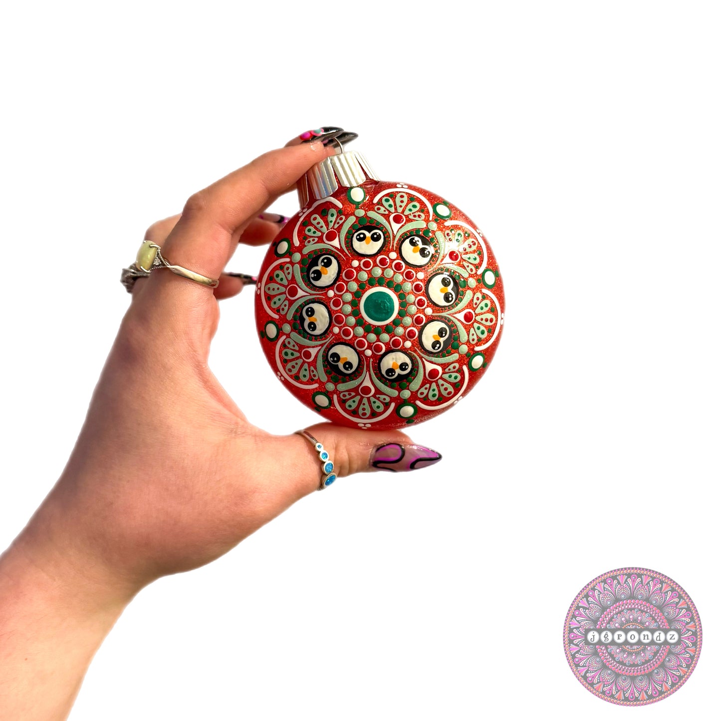 3” Penguin Mandala Glitter Ornament
