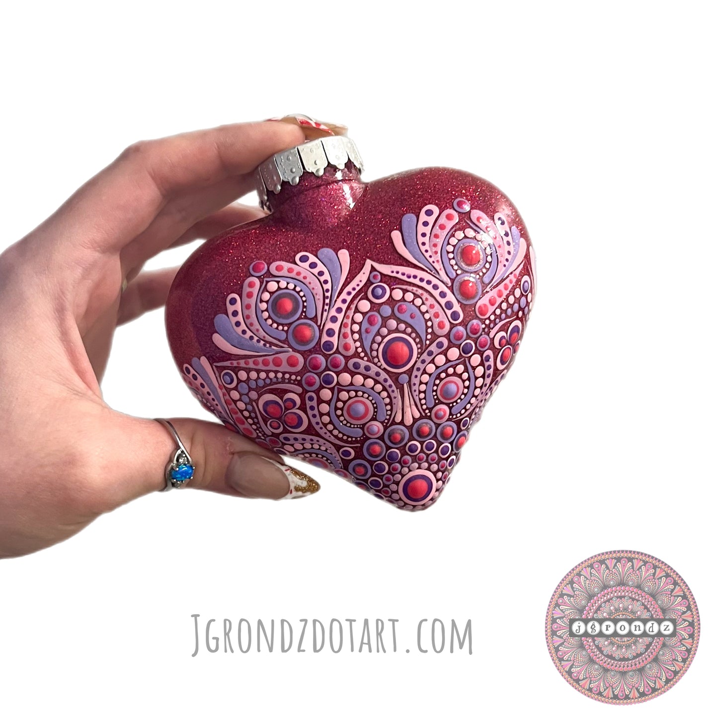 4” Heart Mandala Glitter Ornament