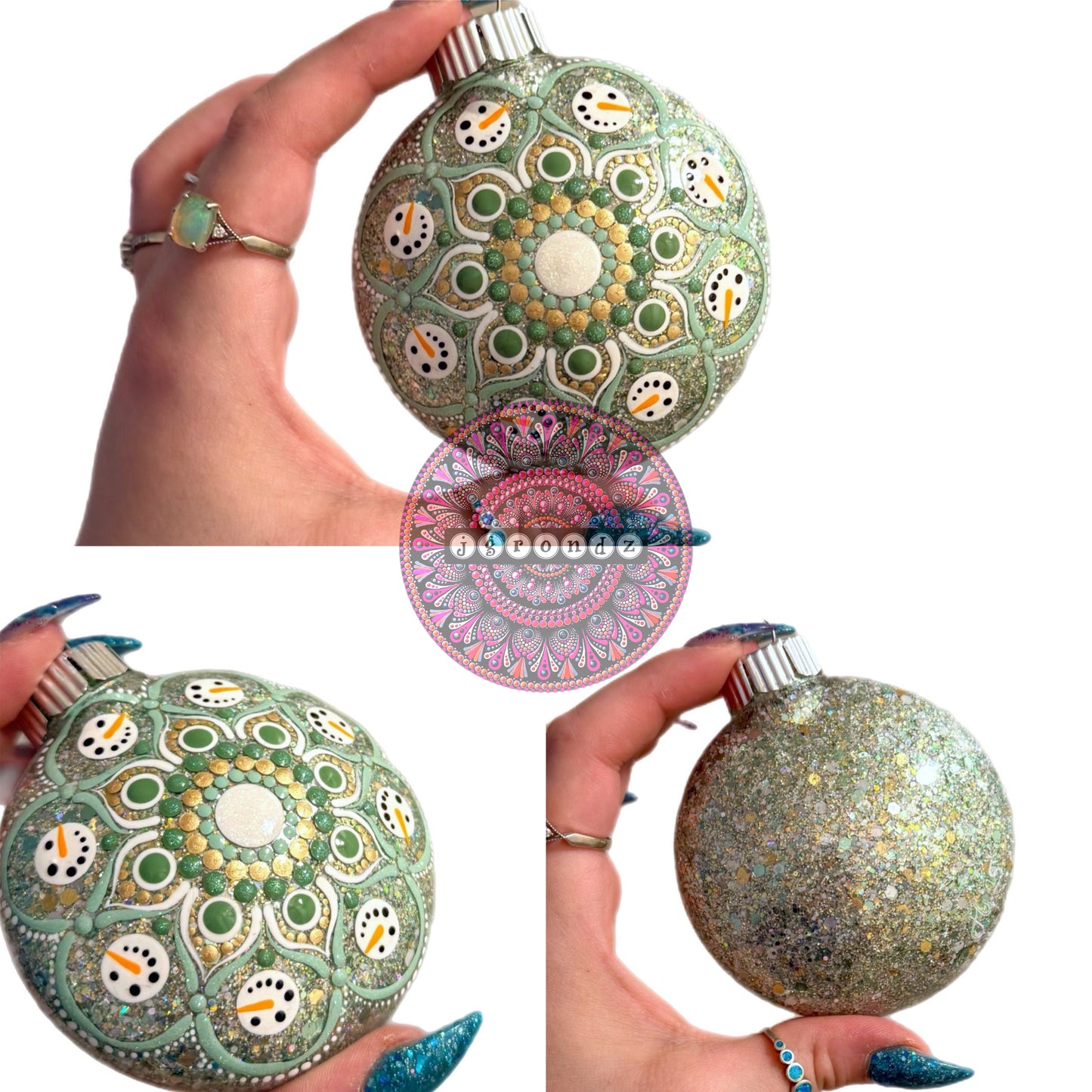 3” Snowman Mandala Glitter Ornament