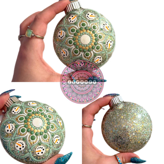 3” Snowman Mandala Glitter Ornament