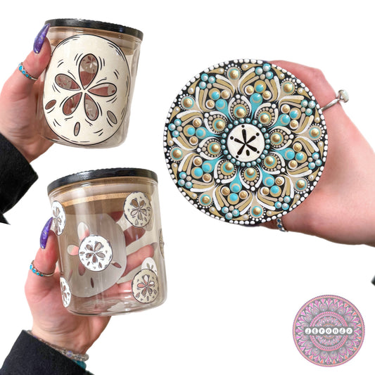 Beachy Sand Dollar Mandala Stash Jar