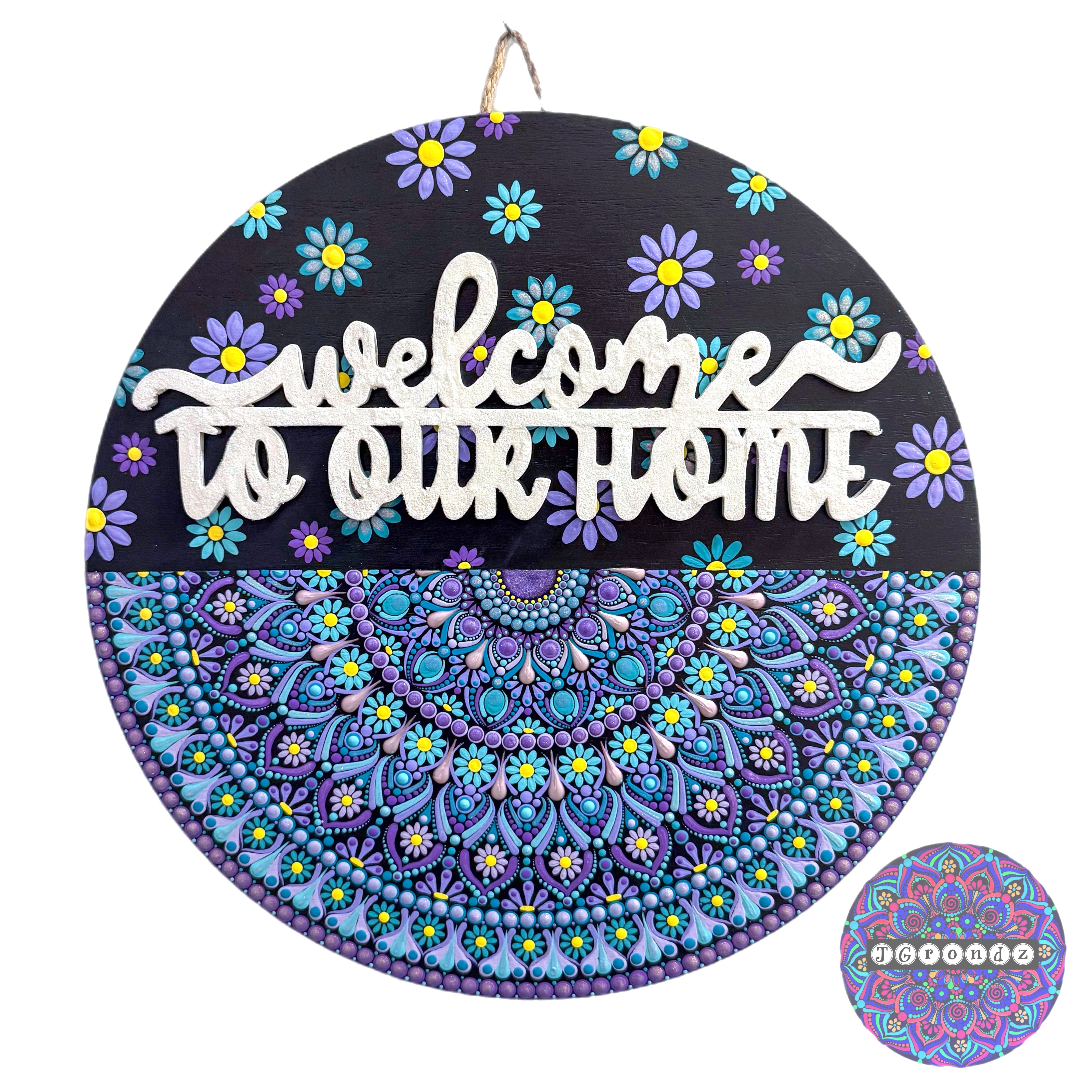 Welcome Mandala Rug 12” Welcome Half Mandala Painting – Jgrondz Dot Art