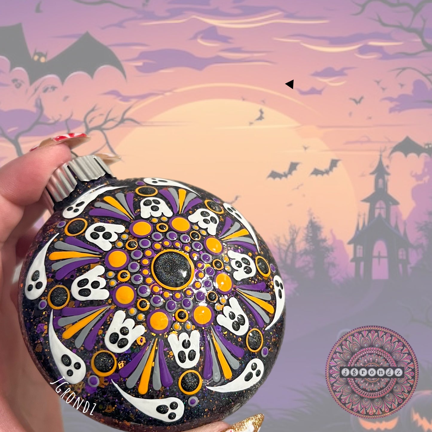 3” Halloween Mandala Glitter Ornament