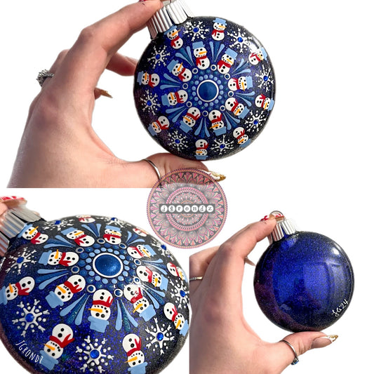 3” Snowman Mandala Glitter Ornament