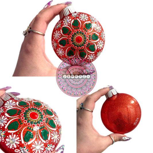 3” Christmas Mittens Mandala Glitter Ornament