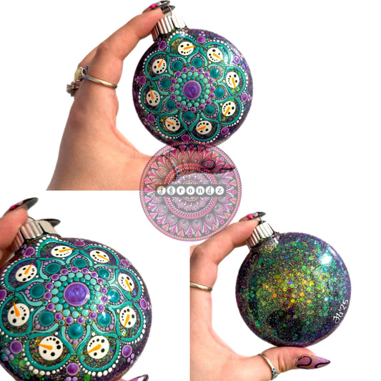 3” Snowman Mandala Glitter Ornament
