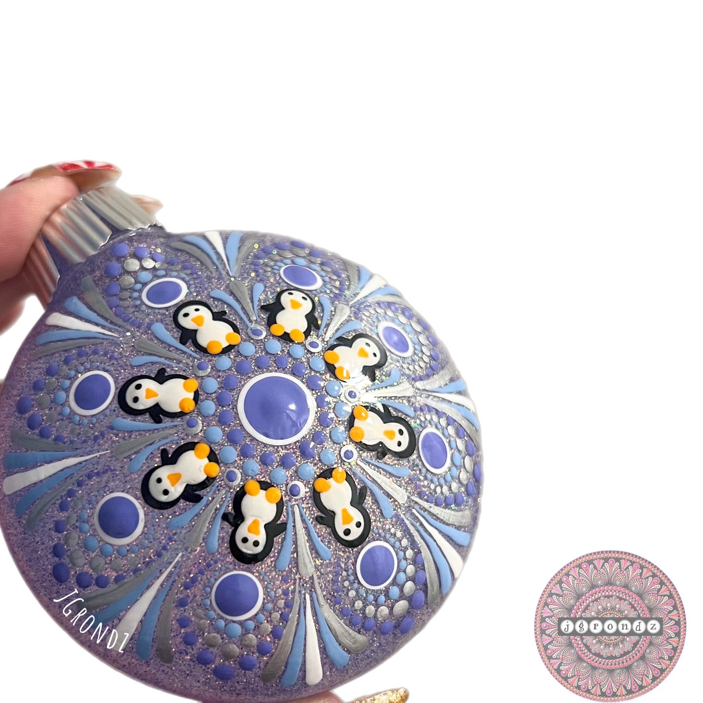 3” Penguin Mandala Glitter Ornament