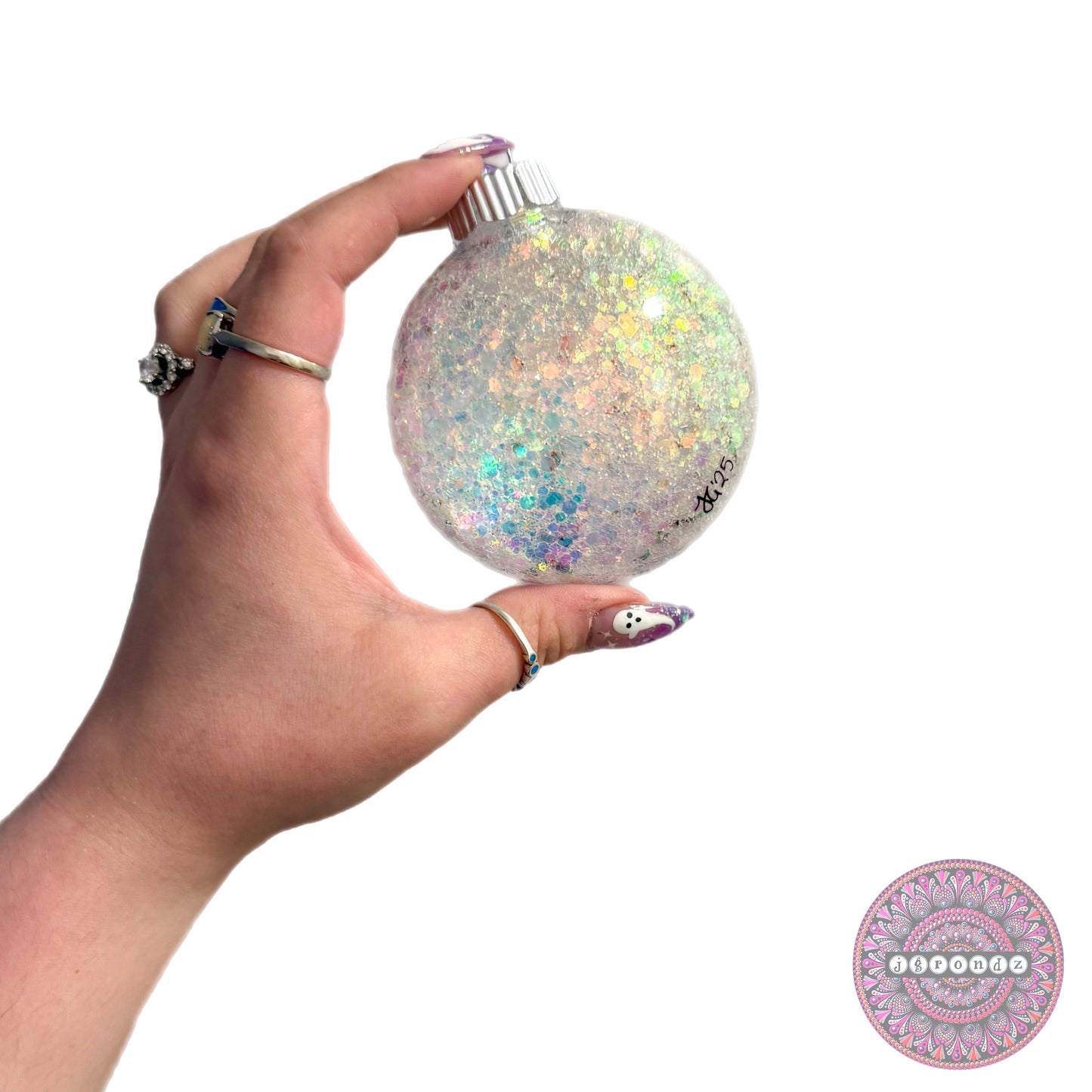3” Oil Slick Mandala Glitter Ornament (#100 for July)