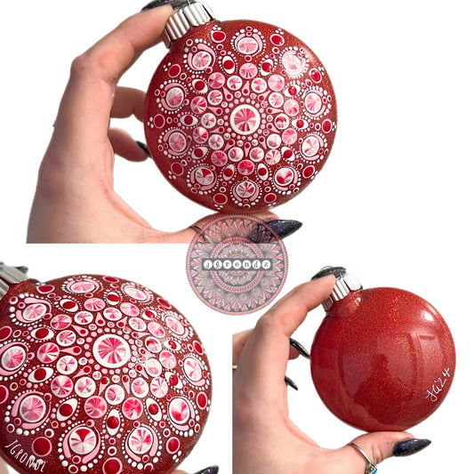 3” Peppermint Mandala Glitter Ornament