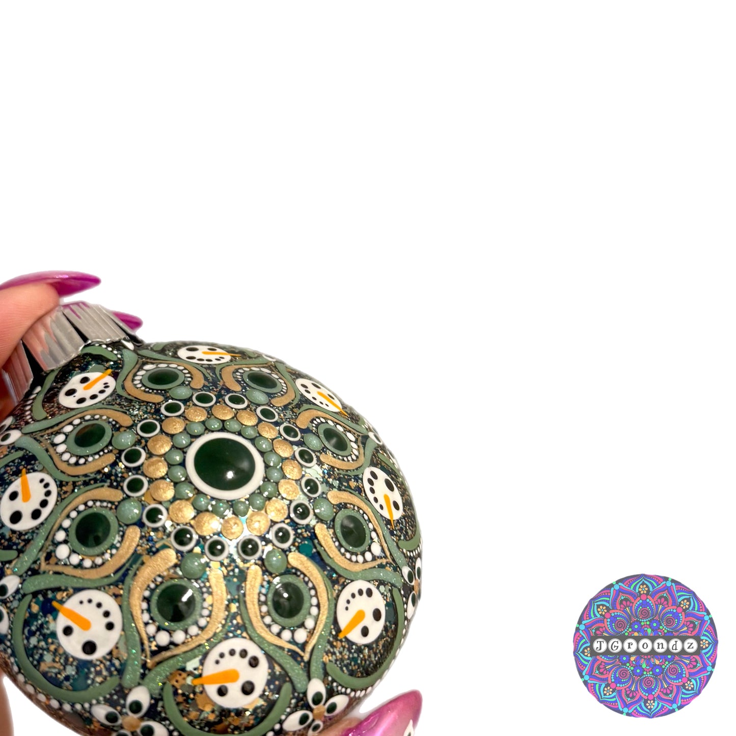 3” Snowman Mandala Glitter Ornament