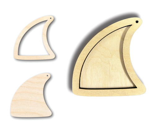 Unfinished Wood 2 Layer Fin Shadowbox Shape | DIY Craft Cutout | up to 46" DIY