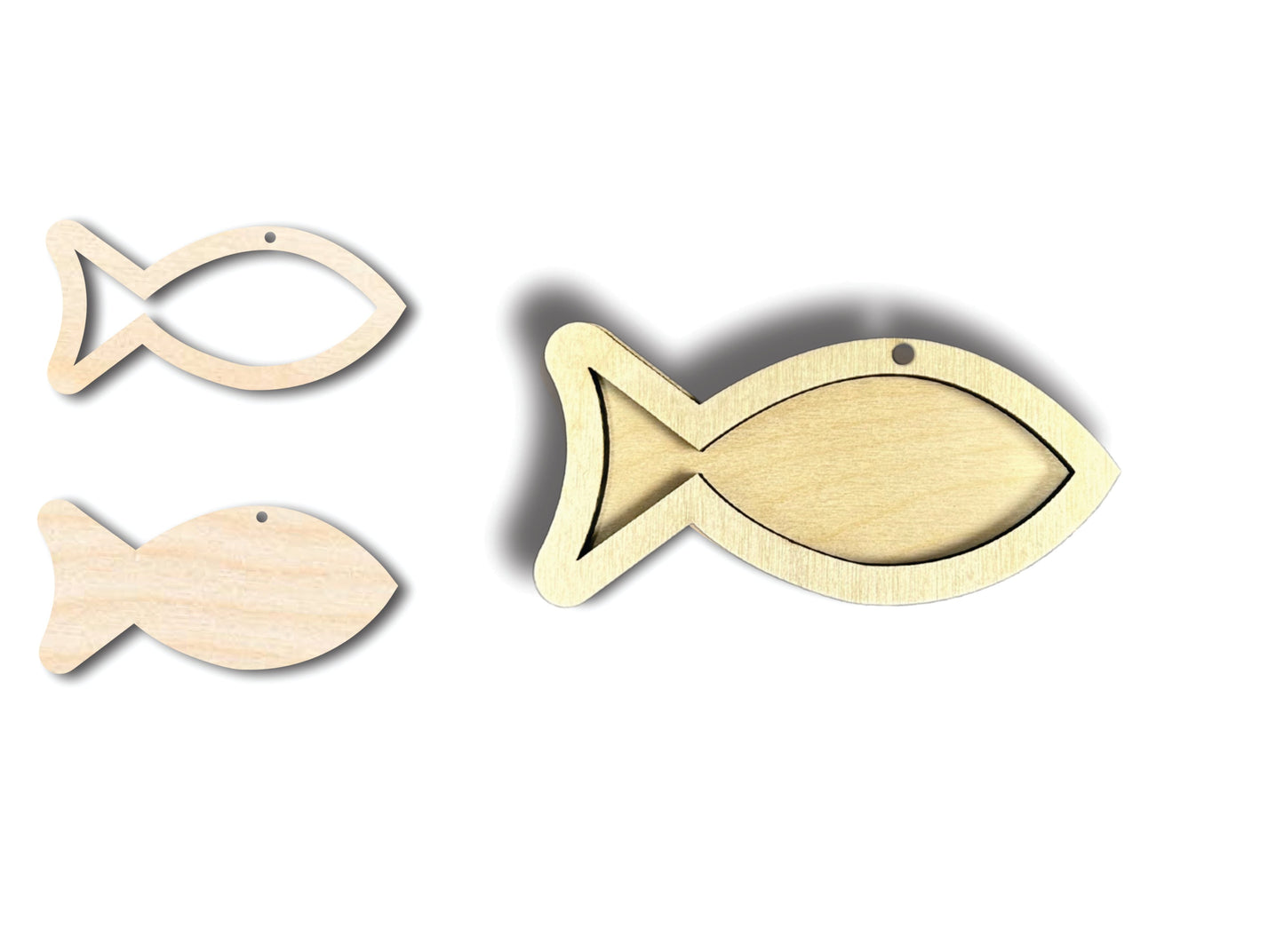 Unfinished Wood 2 Layer Fish Shadowbox Shape | DIY Craft Cutout | up to 46" DIY