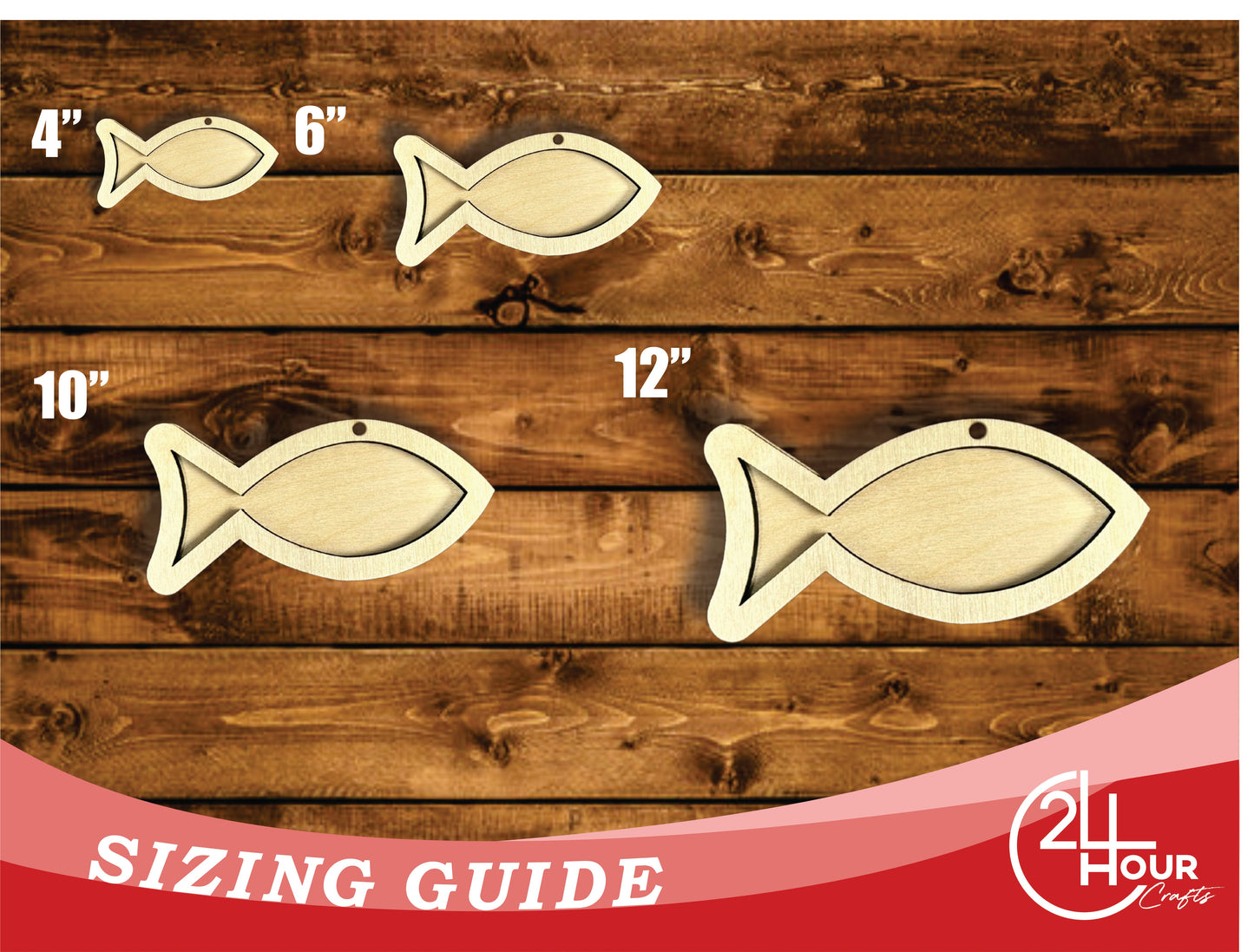 Unfinished Wood 2 Layer Fish Shadowbox Shape | DIY Craft Cutout | up to 46" DIY