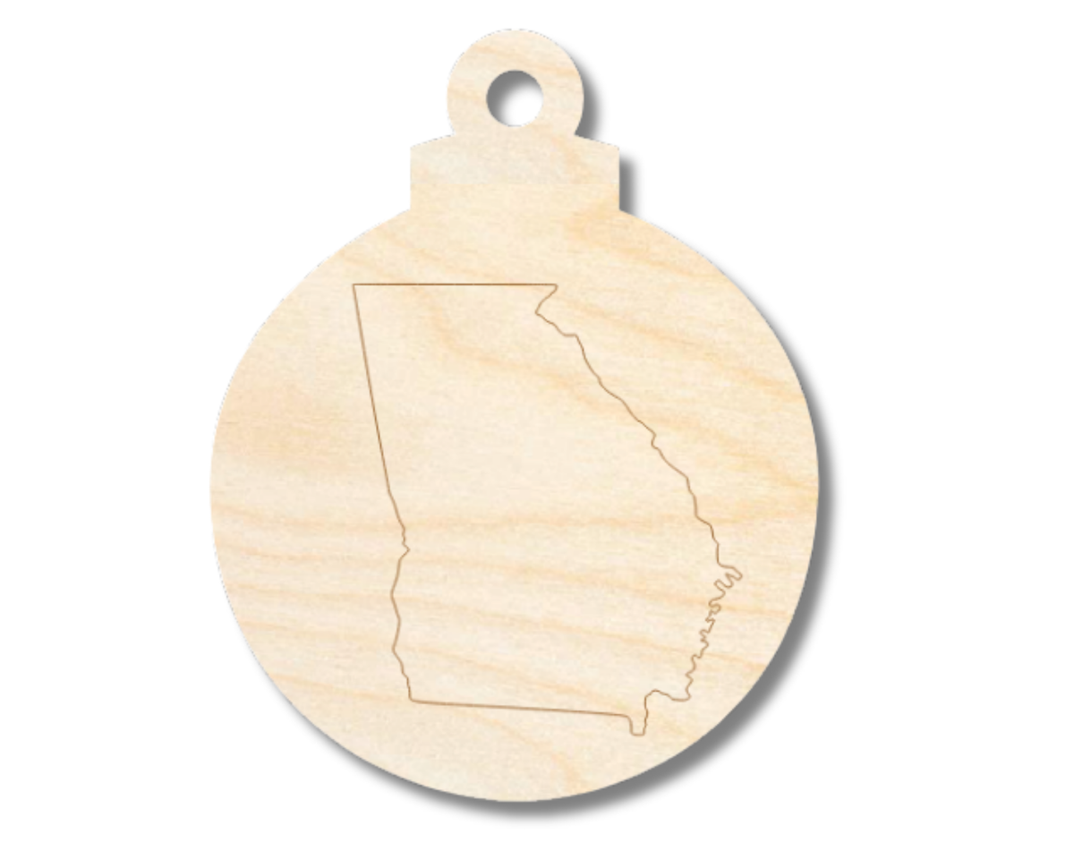 Unfinished Wood Etched Georgia Ornament Shape | Paint By Line Crafts | up to 30" DIY