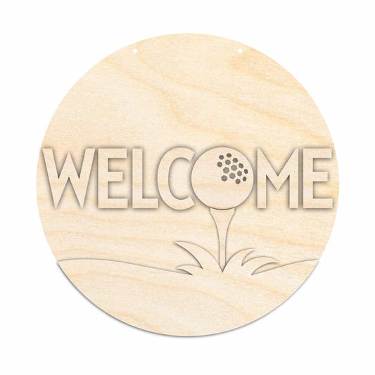 Unfinished Wood Golf Welcome Door Sign Kit | Wood Craft Cutouts | 1/4" Thick |