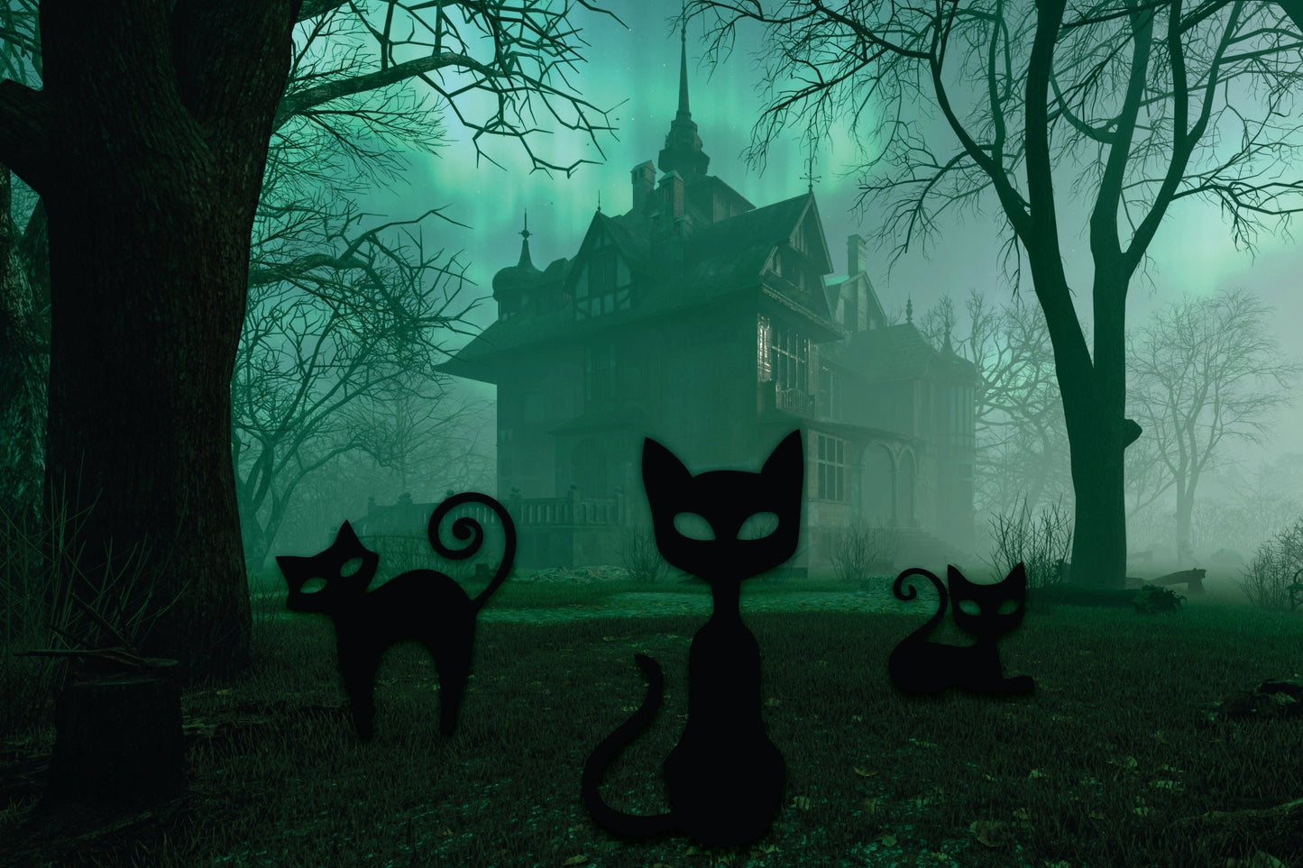 Metal Halloween Cat Garden Stakes | Set of 3 | Up to 46" | Over 20 Color Options