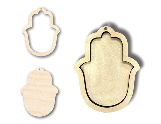 Unfinished Wood 2 Layer Hamsa Shadowbox Shape | DIY Craft Cutout | up to 46" DIY