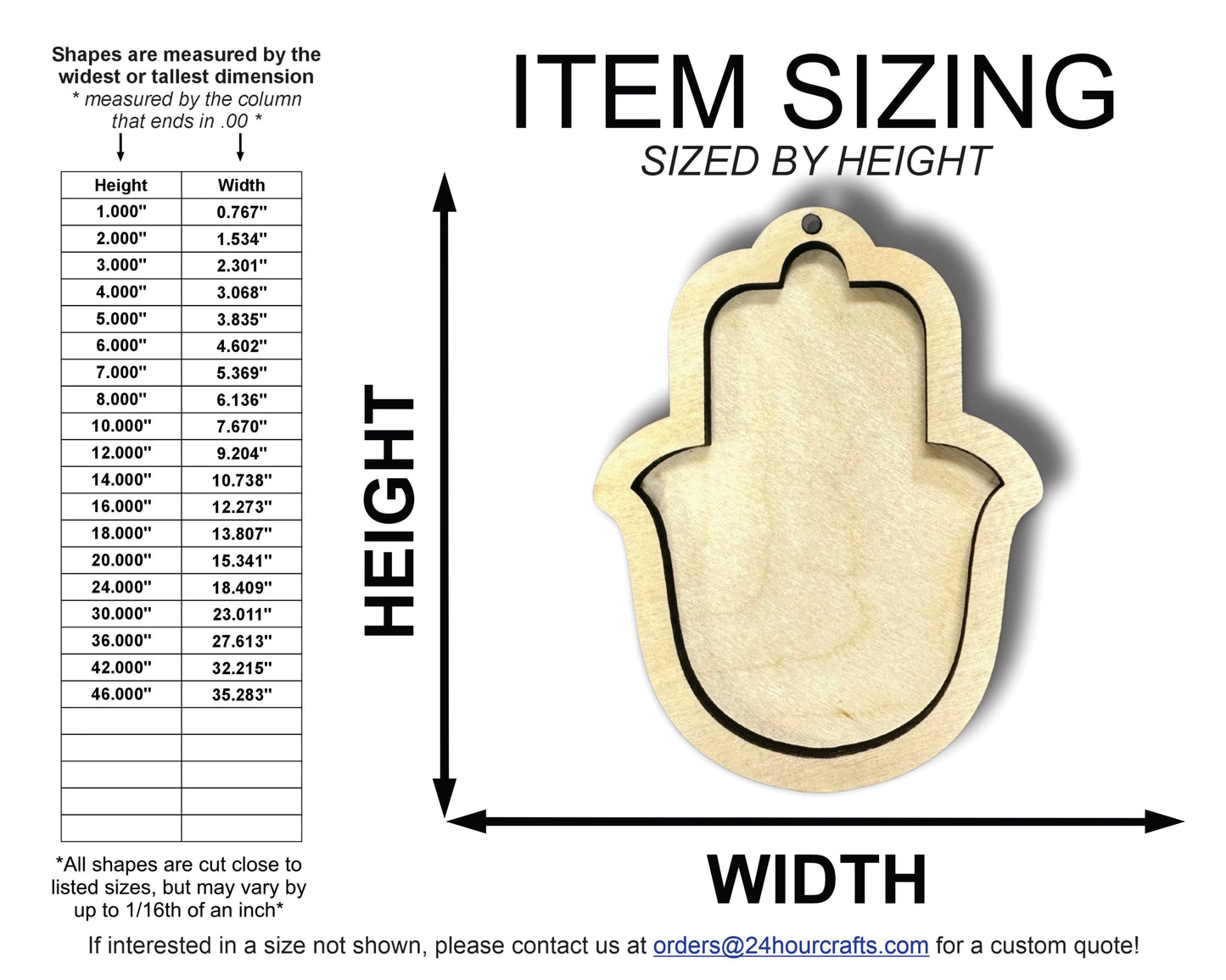 Unfinished Wood 2 Layer Hamsa Shadowbox Shape | DIY Craft Cutout | up to 46" DIY