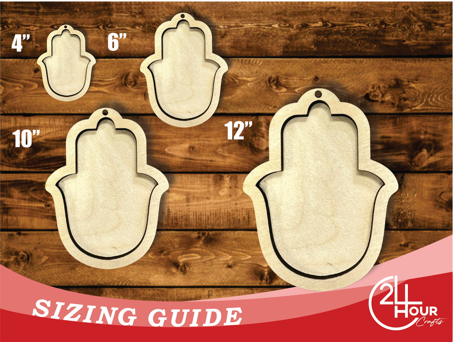 Unfinished Wood 2 Layer Hamsa Shadowbox Shape | DIY Craft Cutout | up to 46" DIY