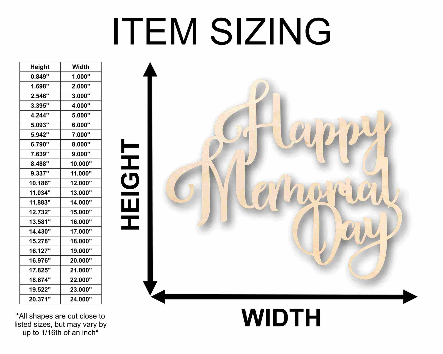 Happy Memorial Day Unfinished Wood Cutout DIY handmade Craft