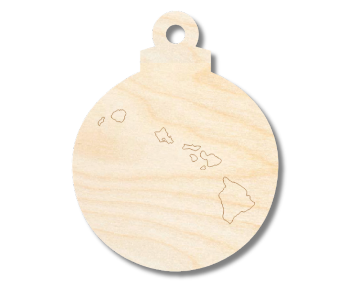 Unfinished Wood Etched Hawaii Ornament Shape | Paint By Line Crafts | up to 30" DIY