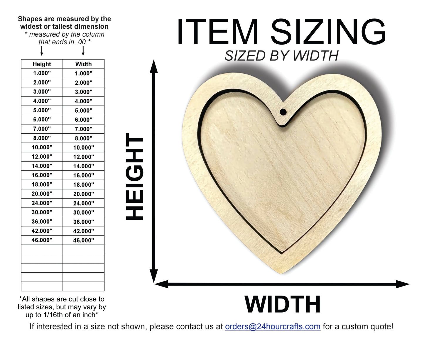 Unfinished Wood 2 Layer Heart Shadowbox Shape | DIY Craft Cutout | up to 46" DIY