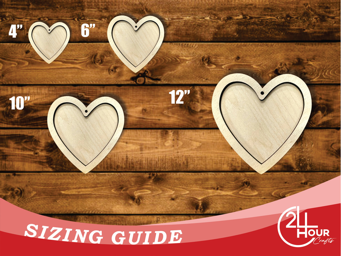 Unfinished Wood 2 Layer Heart Shadowbox Shape | DIY Craft Cutout | up to 46" DIY