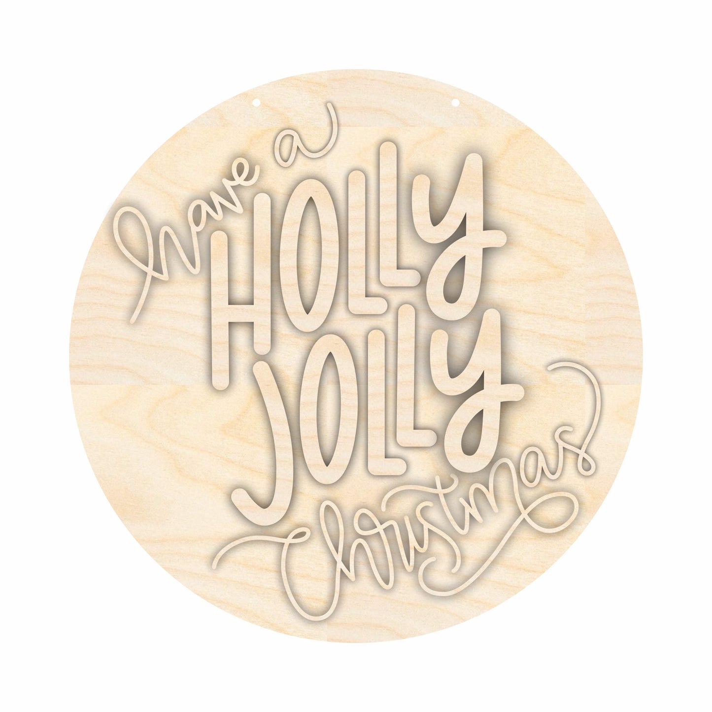 Unfinished Wood Holly Jolly Christmas Door Sign Kit | Wood Craft Cutouts | 1/4" Thick |