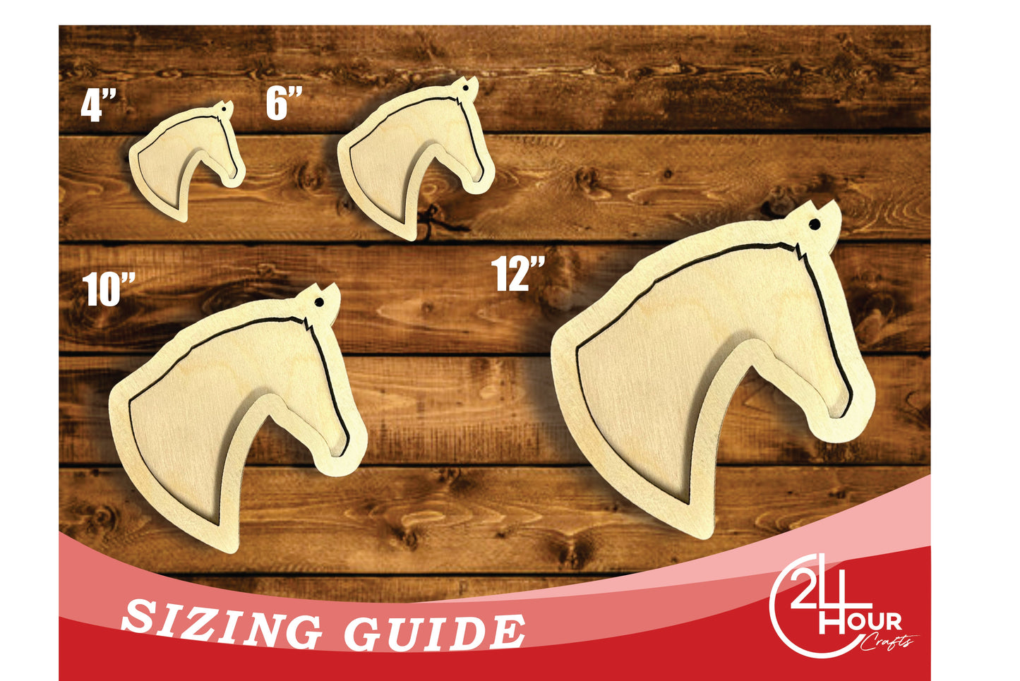Unfinished Wood 2 Layer Horse Shadowbox Shape | DIY Craft Cutout | up to 46" DIY
