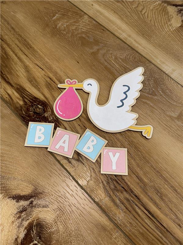 Unfinished Wood Etched BABY Blocks Shape | Paint By Line Crafts | up to 30" DIY