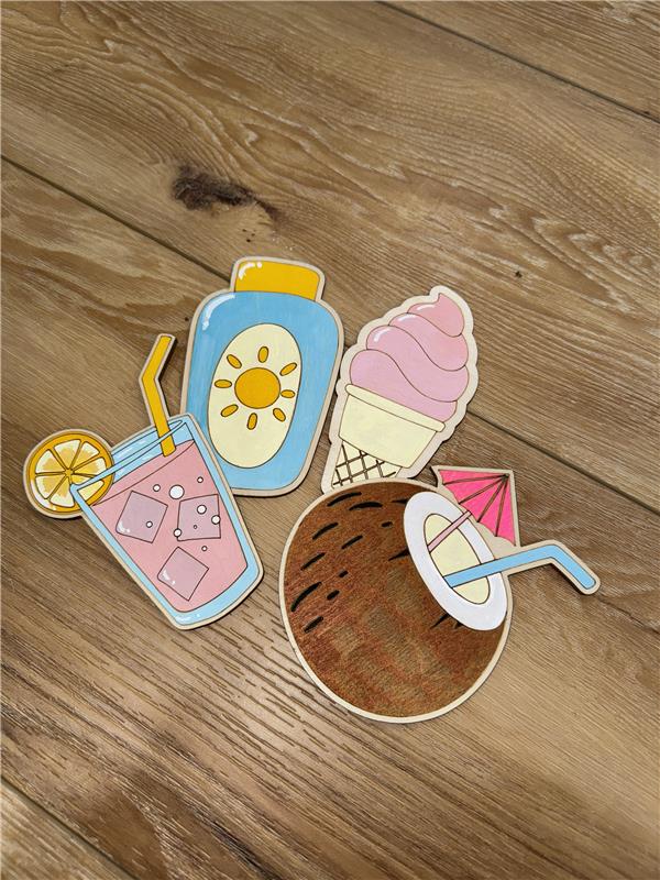 Unfinished Wood Etched Soft Serve Shape | Paint By Line Crafts | up to 30" DIY