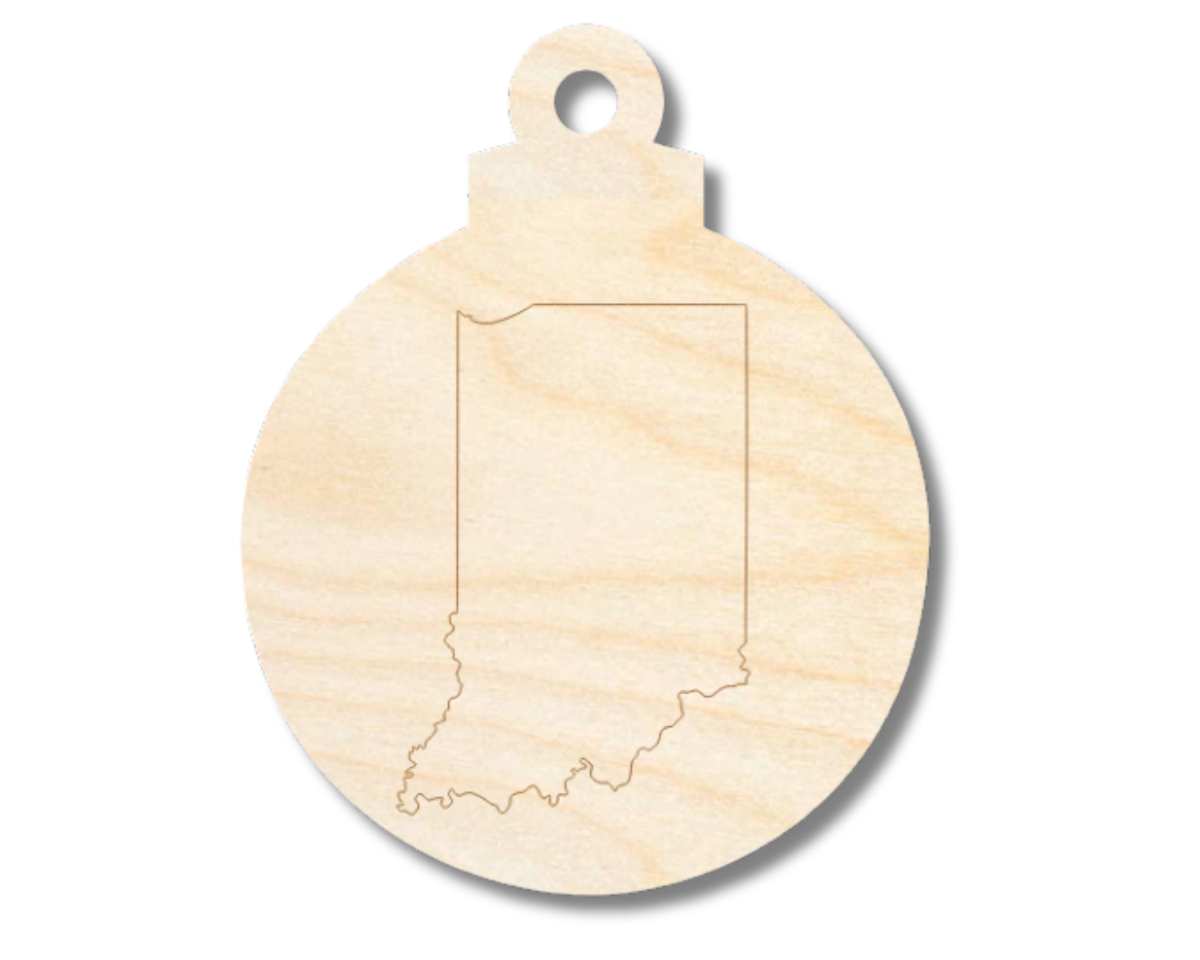 Unfinished Wood Etched Indiana Ornament Shape | Paint By Line Crafts | up to 30" DIY