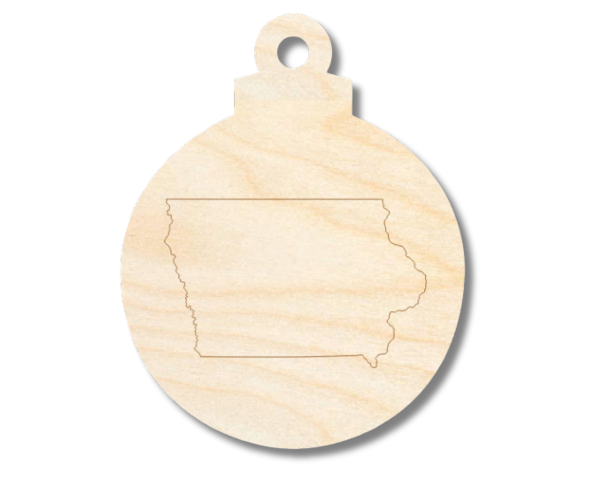 Unfinished Wood Etched Iowa Ornament Shape | Paint By Line Crafts | up to 30" DIY