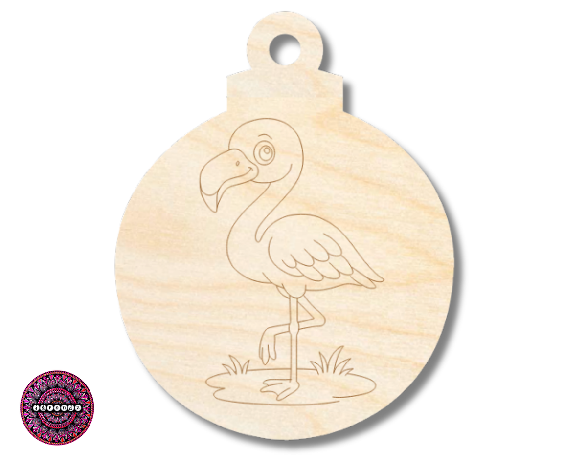 Unfinished Wood Etched Flamingo Ornament Shape | JGrondz | Paint By Line Crafts | up to 30" DIY