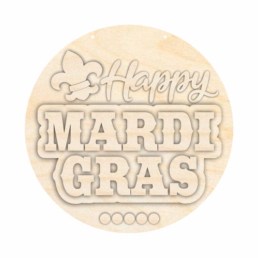 Unfinished Wood Mardi Gras Door Sign Kit | Wood Craft Cutouts | 1/4" Thick |