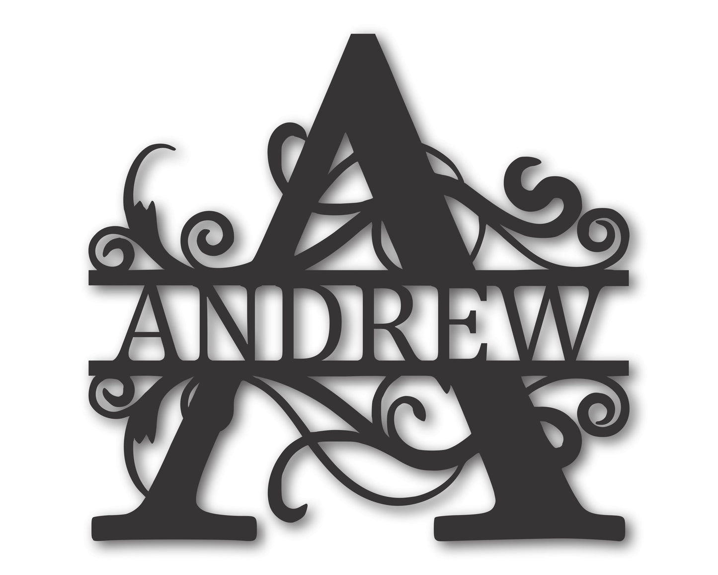 Metal Split Letter Vine Monogram | Customizable Wall Art | Indoor Outdoor | Up to 46" | Over 20 Color Options