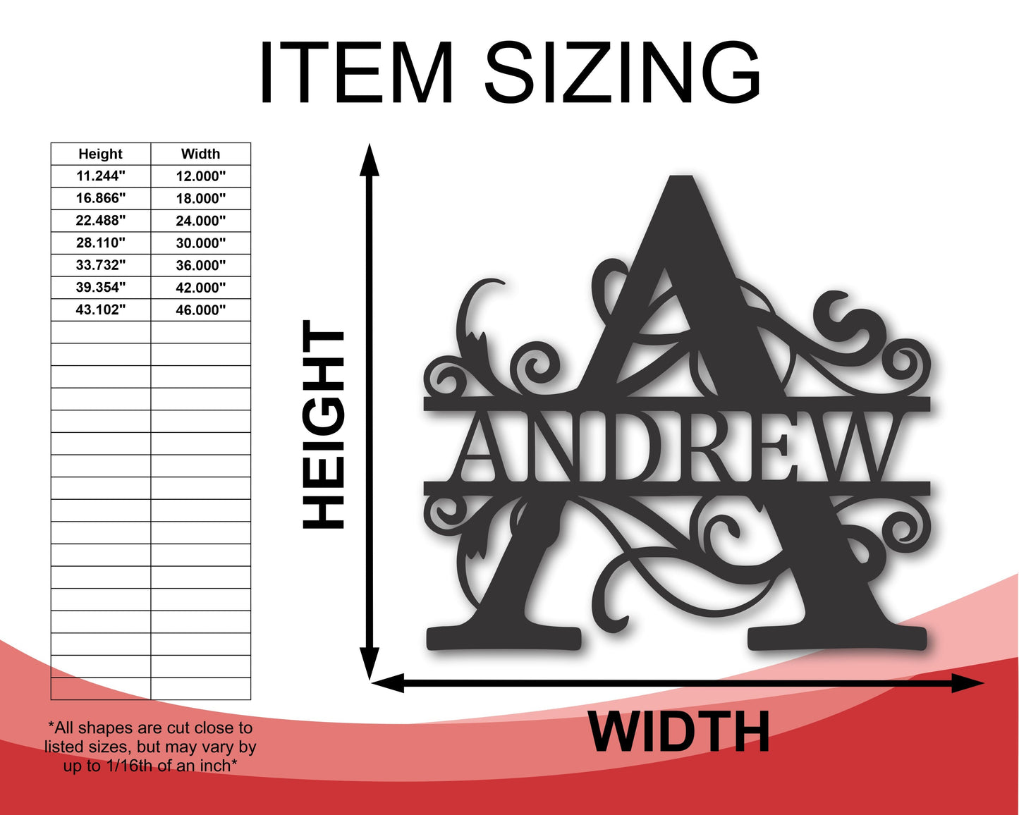 Metal Split Letter Vine Monogram | Customizable Wall Art | Indoor Outdoor | Up to 46" | Over 20 Color Options