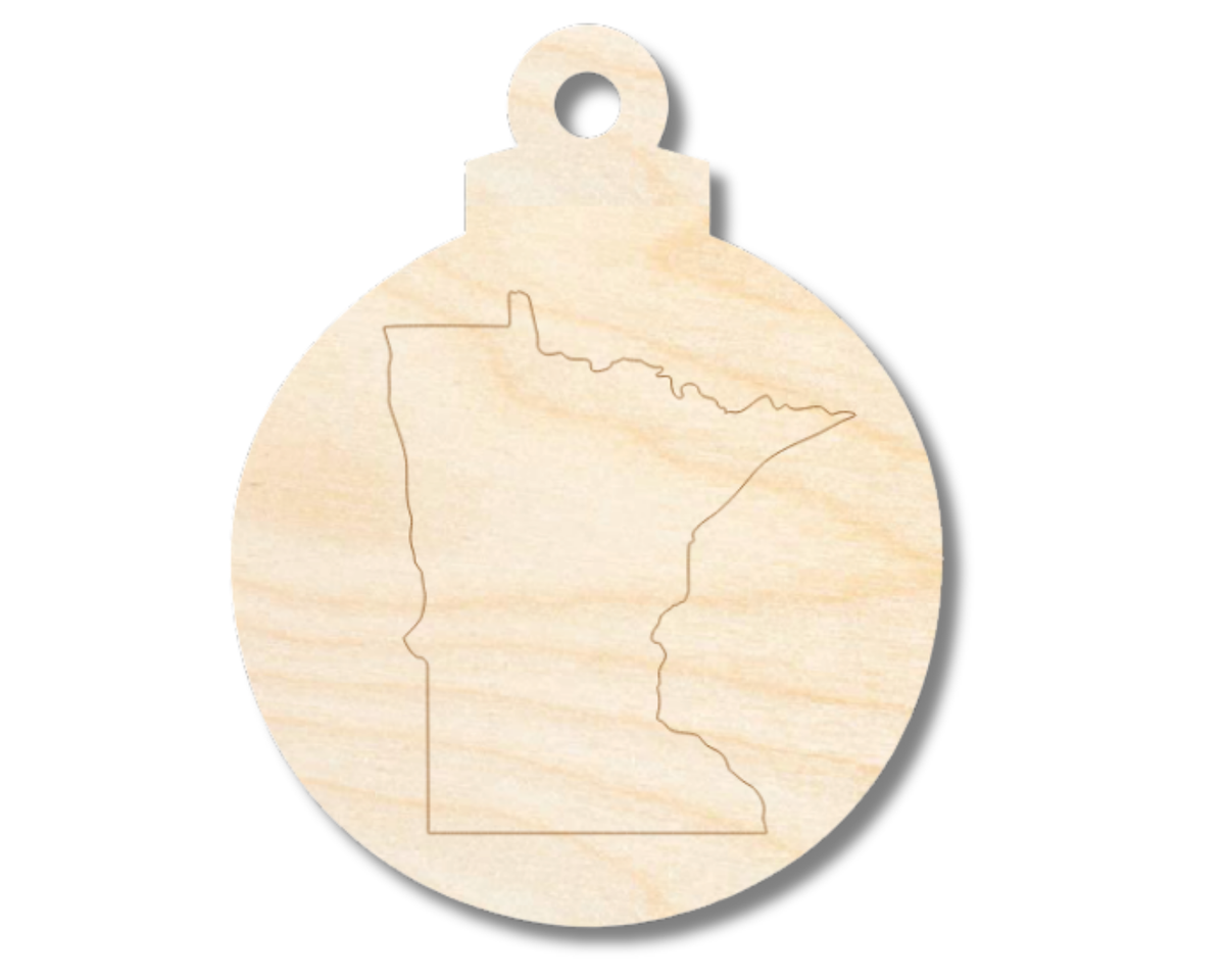 Unfinished Wood Etched Minnesota Ornament Shape | Paint By Line Crafts | up to 30" DIY