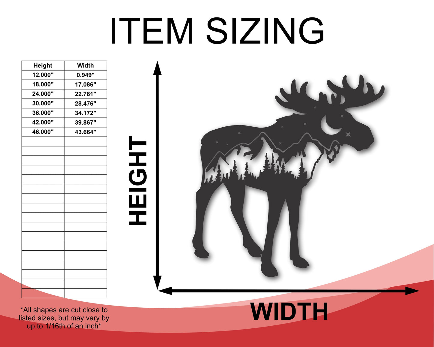 Moose Mountain Metal Wall Art | Metal Moose and Mountain Landscape Decor | 15 Color Options