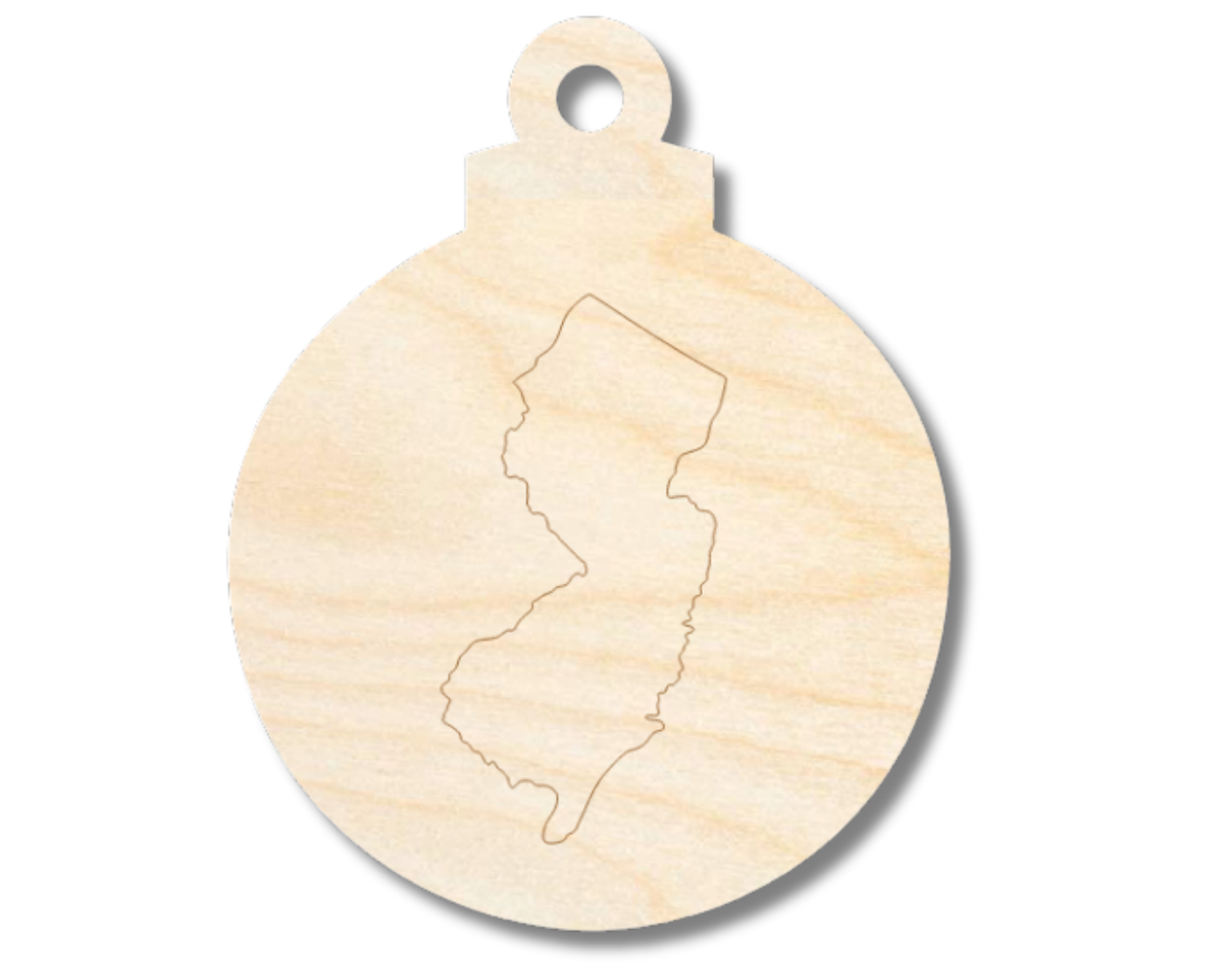 Unfinished Wood Etched New Jersey Ornament Shape | Paint By Line Crafts | up to 30" DIY