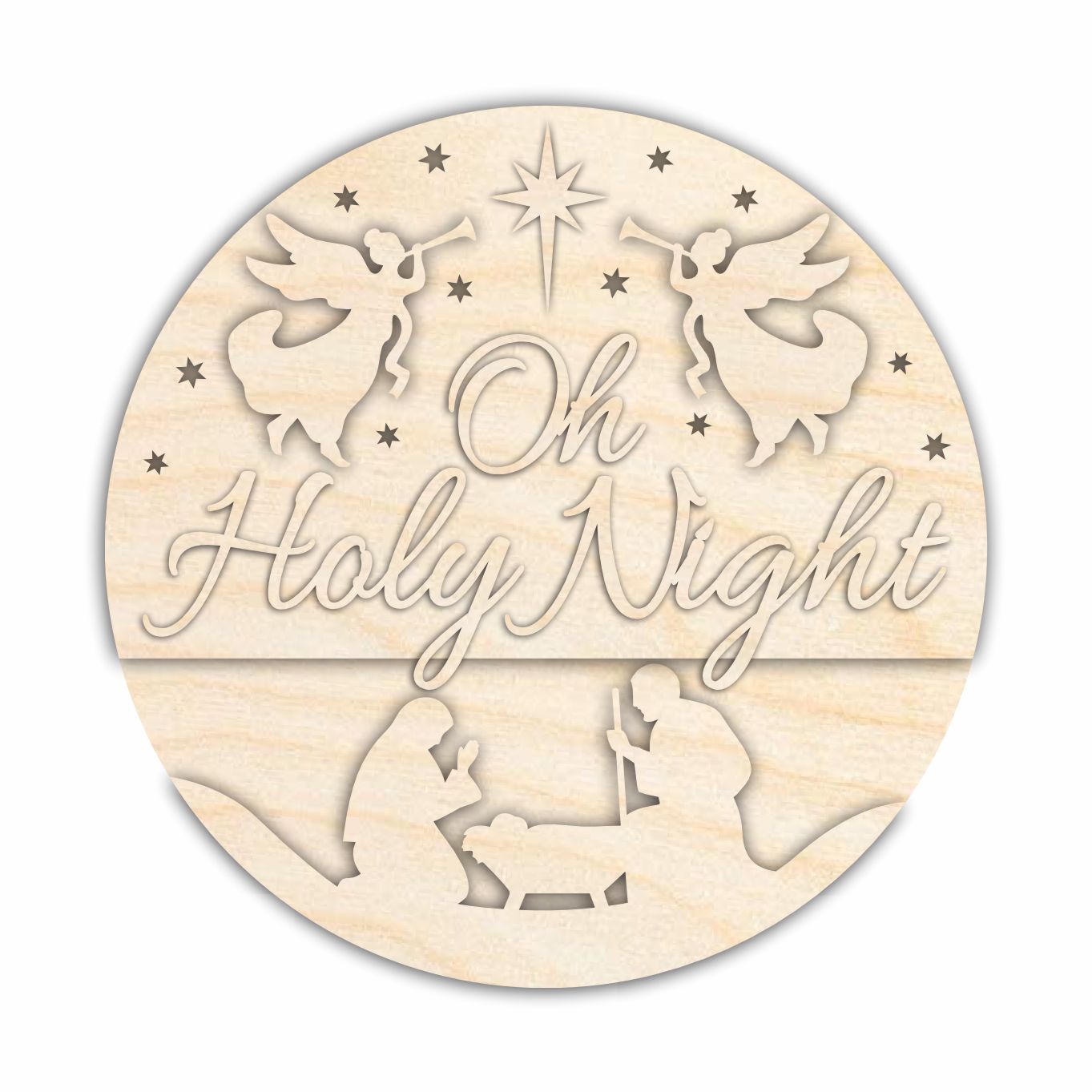 Unfinished Wood Oh Holy Night Door Sign Kit | Wood Craft Cutouts | 1/4" Thick |