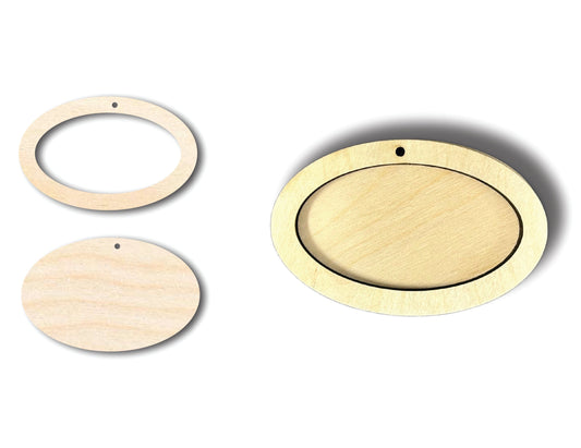 Unfinished Wood 2 Layer Oval Shadowbox Shape | DIY Craft Cutout | up to 46" DIY